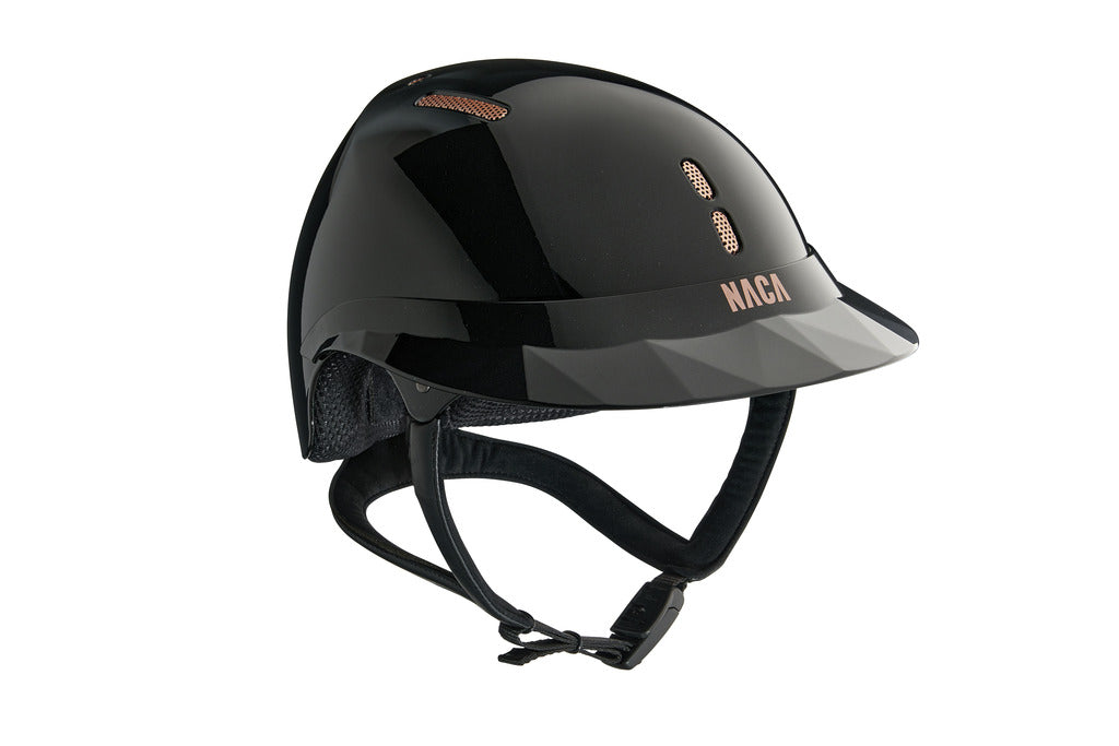 Casque Naca Gravity S Brillant Noir Onyx / Or Rose - Visière Large